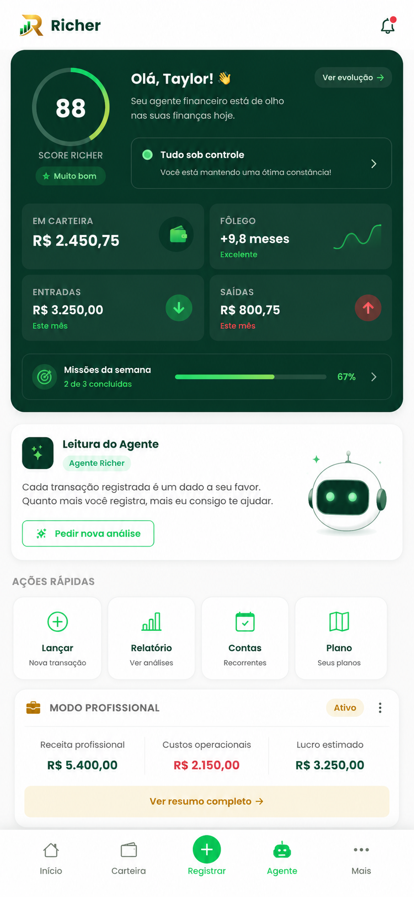 Tela do Agente Richer